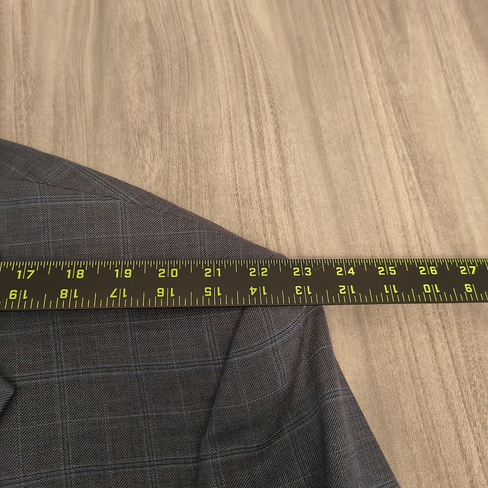 Oak Hill Blazer Men 56L Blue Plaid Windowpane Career Suit Jacket - Picture 6 of 10